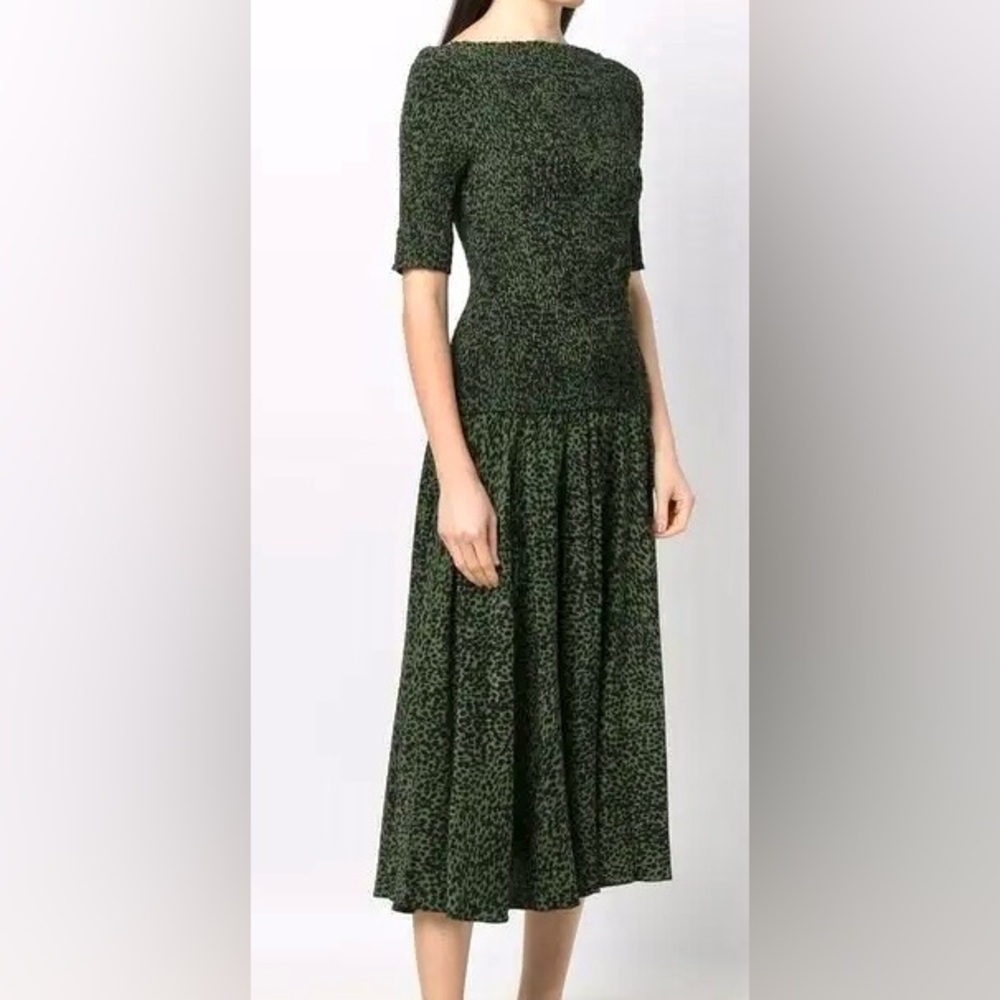 Proenza Schouler Black and Green Midi Dress - Picture 1 of 11